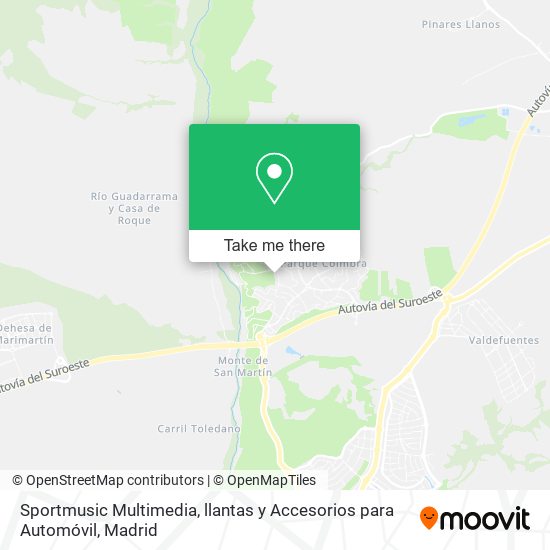 mapa Sportmusic Multimedia, llantas y Accesorios para Automóvil