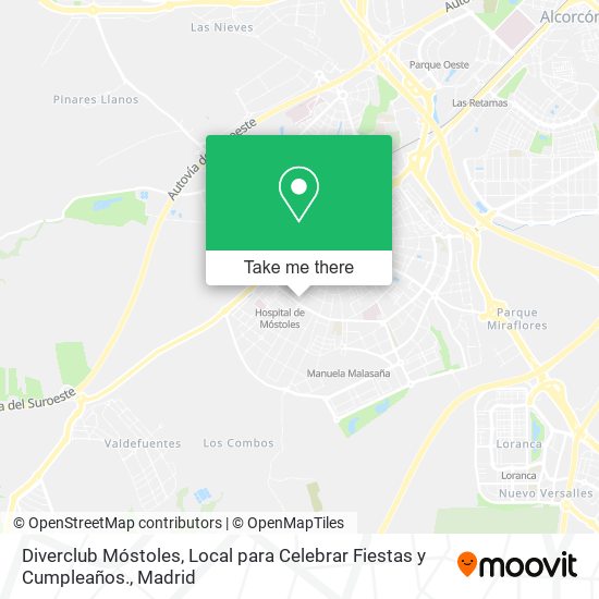 Diverclub Móstoles, Local para Celebrar Fiestas y Cumpleaños. map