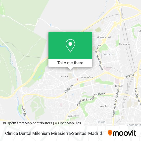 mapa Clínica Dental Milenium Mirasierra-Sanitas