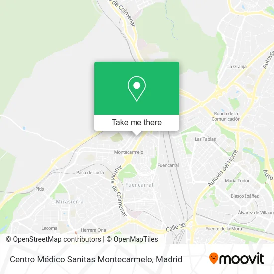 Centro Médico Sanitas Montecarmelo map