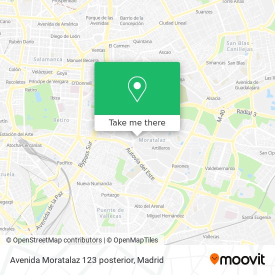 Avenida Moratalaz 123 posterior map