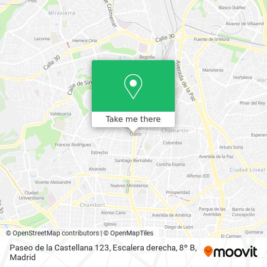 mapa Paseo de la Castellana 123, Escalera derecha, 8º B