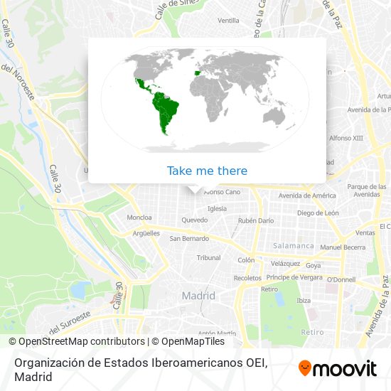 Organización de Estados Iberoamericanos OEI map