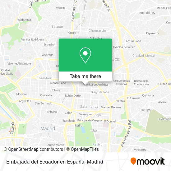 mapa Embajada del Ecuador en España