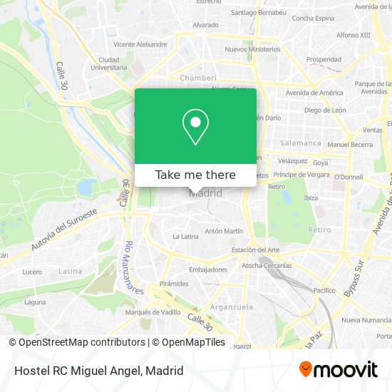 How to get to Hostel RC Miguel Angel in Madrid by Metro Bus or Train