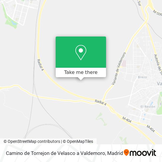 Camino de Torrejon de Velasco a Valdemoro map