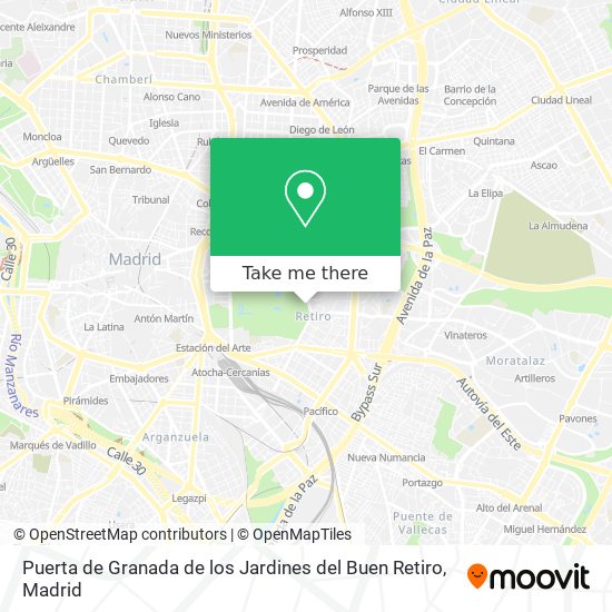 mapa Puerta de Granada de los Jardines del Buen Retiro