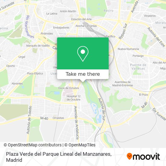 Plaza Verde del Parque Lineal del Manzanares map