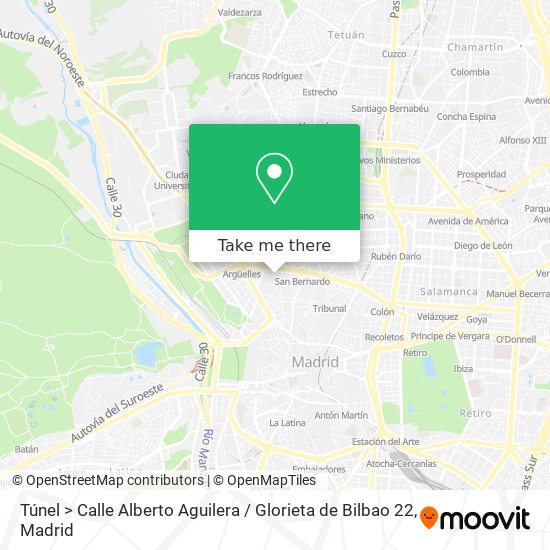 mapa Túnel > Calle Alberto Aguilera / Glorieta de Bilbao 22