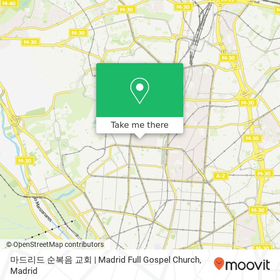 mapa 마드리드 순복음 교회 | Madrid Full Gospel Church