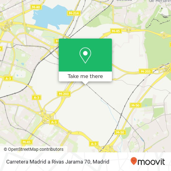 mapa Carretera Madrid a Rivas Jarama 70