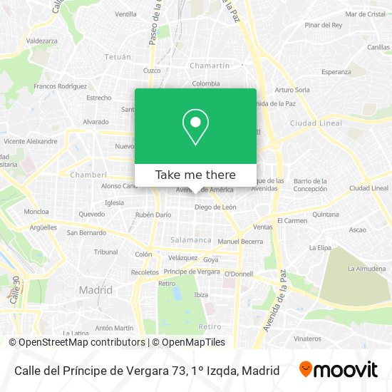 mapa Calle del Príncipe de Vergara 73, 1º Izqda