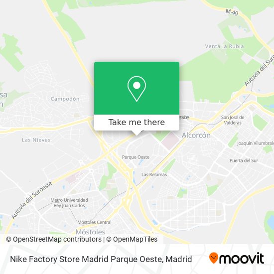 to get to Nike Store Madrid Parque Oeste in Alcorcón by Bus, Train or Light Rail?