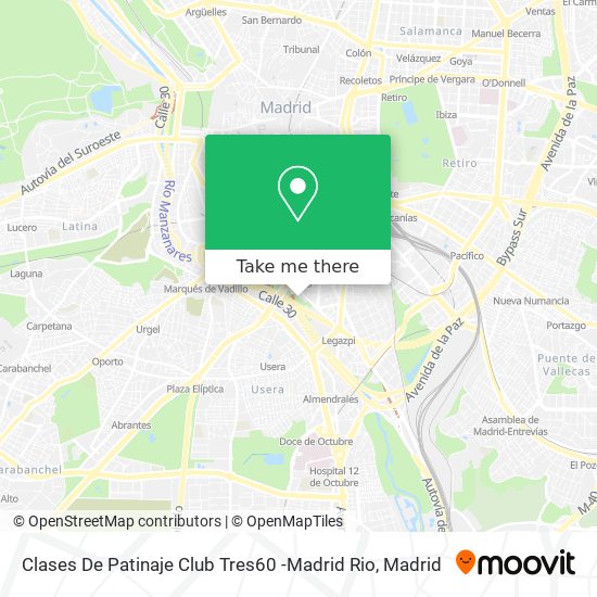 mapa Clases De Patinaje Club Tres60 -Madrid Rio