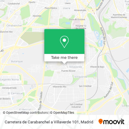 Carretera de Carabanchel a Villaverde 101 map