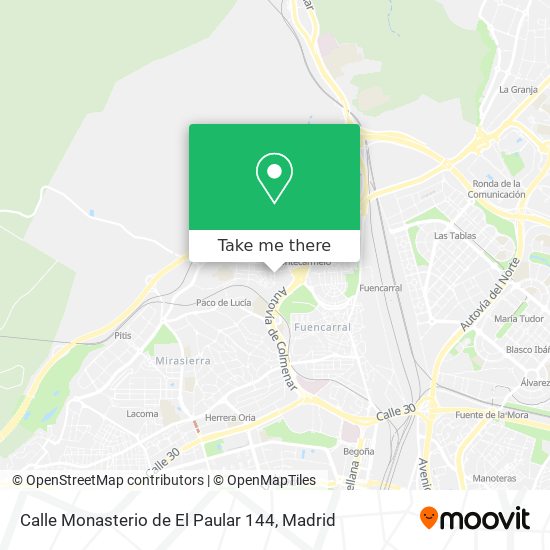 mapa Calle Monasterio de El Paular 144