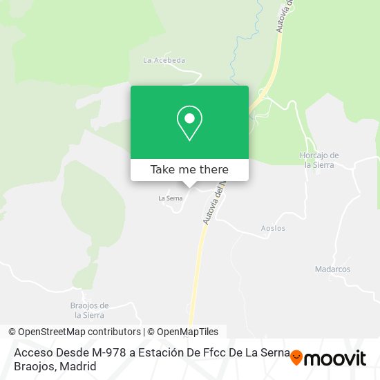 mapa Acceso Desde M-978 a Estación De Ffcc De La Serna Braojos