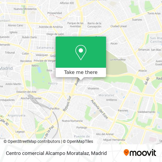 Centro comercial Alcampo Moratalaz map