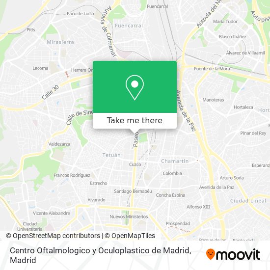 mapa Centro Oftalmologico y Oculoplastico de Madrid