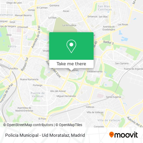 Policía Municipal - Uid Moratalaz map