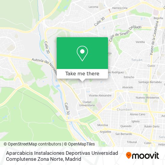 Aparcabicis Instalaciones Deportivas Universidad Complutense Zona Norte map