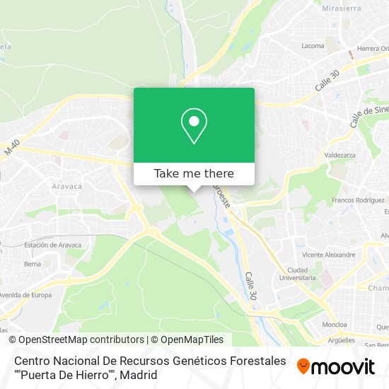 mapa Centro Nacional De Recursos Genéticos Forestales ""Puerta De Hierro""