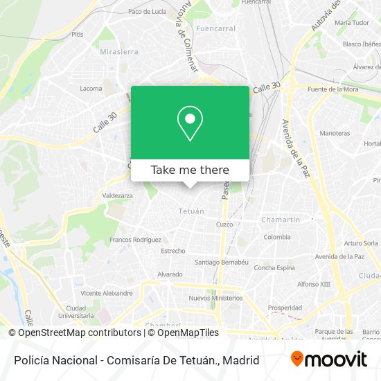 mapa Policía Nacional - Comisaría De Tetuán.