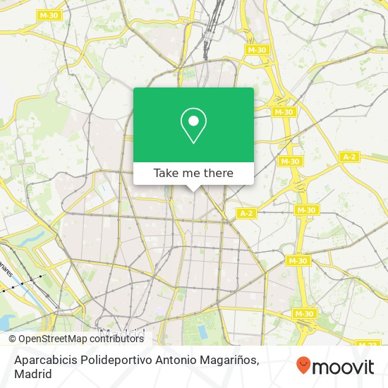 Aparcabicis Polideportivo Antonio Magariños map