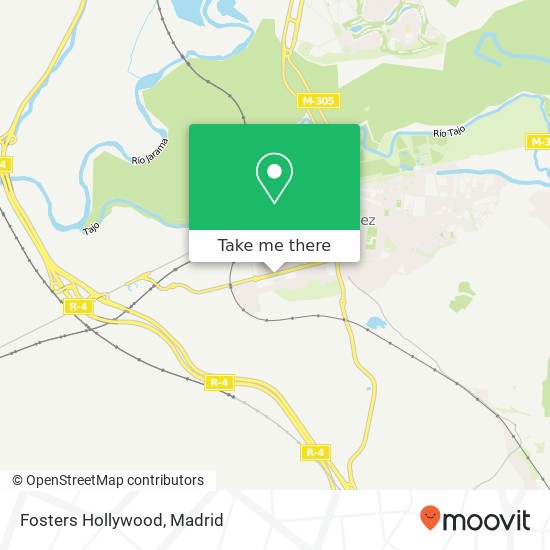 mapa Fosters Hollywood, Paseo del Deleite 28300 Aranjuez