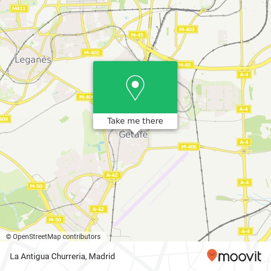 mapa La Antigua Churreria, Calle Madrid, 52 28901 Getafe