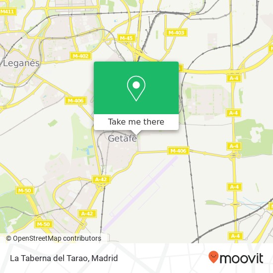 mapa La Taberna del Tarao, Avenida General Palacio, 14 28902 Getafe