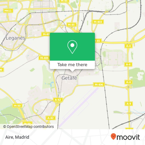 mapa Aire, Calle Madrid, 98 28902 Getafe