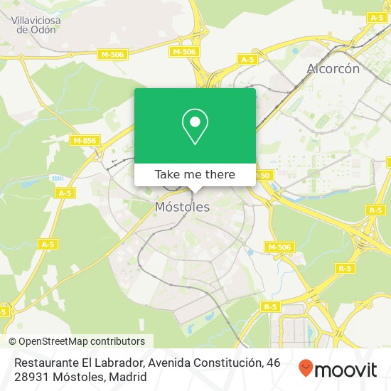 mapa Restaurante El Labrador, Avenida Constitución, 46 28931 Móstoles