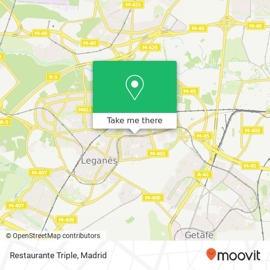 mapa Restaurante Triple, Avenida del Rey Juan Carlos I, 23 28915 Leganés