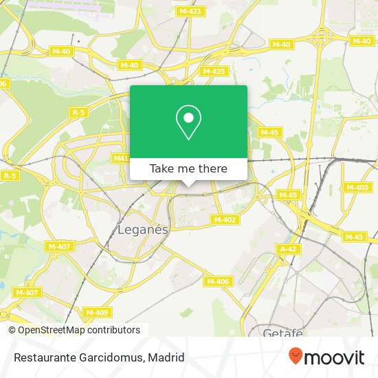 mapa Restaurante Garcidomus, Calle Pedroches, 22 28915 Leganés