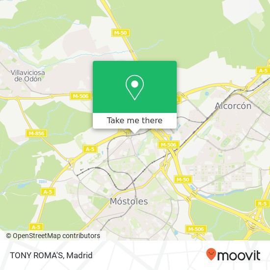 mapa TONY ROMA'S, Calle Fragua, 1 28933 Móstoles
