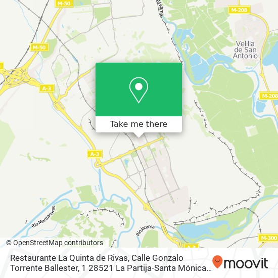 Restaurante La Quinta de Rivas, Calle Gonzalo Torrente Ballester, 1 28521 La Partija-Santa Mónica Rivas-Vaciamadrid map