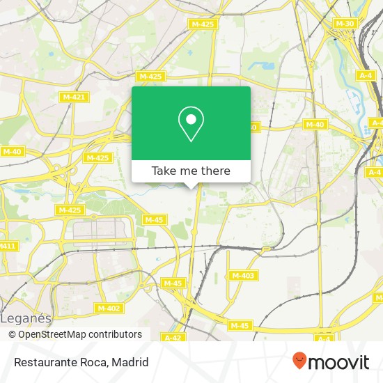 mapa Restaurante Roca, Calle Puerto de la Morcuera, 7 28919 Leganés