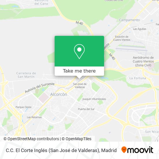 mapa C.C. El Corte Inglés (San José de Valderas)