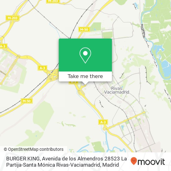 mapa BURGER KING, Avenida de los Almendros 28523 La Partija-Santa Mónica Rivas-Vaciamadrid