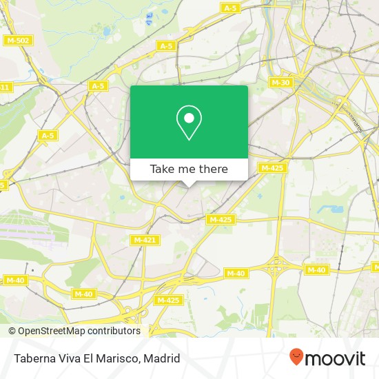 mapa Taberna Viva El Marisco, Calle del Amanecer, 4 28025 Puerta Bonita Madrid