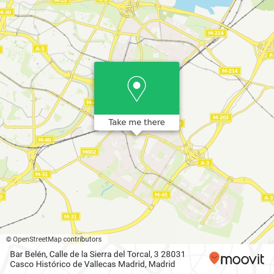 mapa Bar Belén, Calle de la Sierra del Torcal, 3 28031 Casco Histórico de Vallecas Madrid