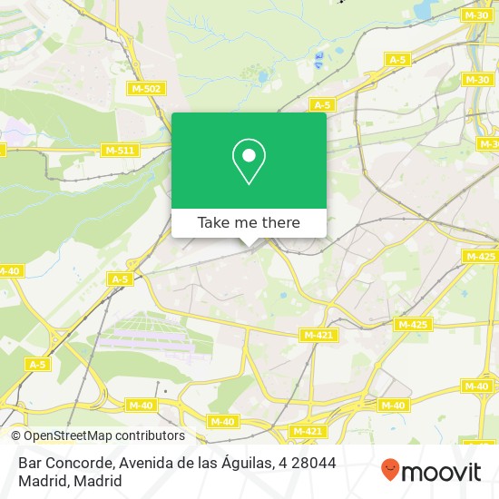 mapa Bar Concorde, Avenida de las Águilas, 4 28044 Madrid
