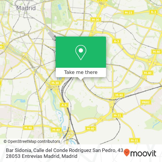 mapa Bar Sidonia, Calle del Conde Rodríguez San Pedro, 43 28053 Entrevías Madrid