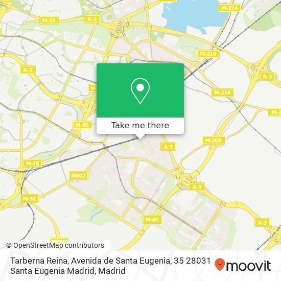 mapa Tarberna Reina, Avenida de Santa Eugenia, 35 28031 Santa Eugenia Madrid