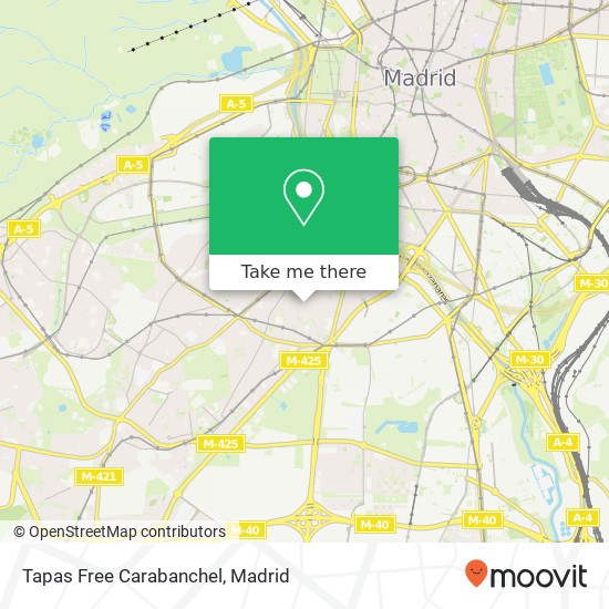 mapa Tapas Free Carabanchel, Calle de Alejandro Sánchez, 60 28019 Opañel Madrid
