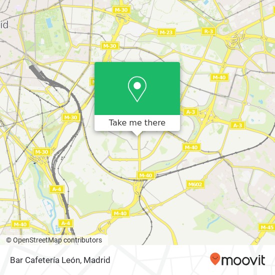 mapa Bar Cafetería León, Avenida de las Palomeras, 99 28018 Palomeras Bajas Madrid