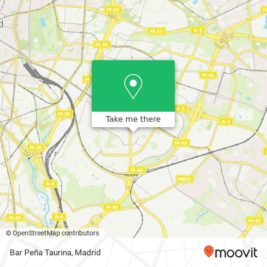mapa Bar Peña Taurina, Calle del Río Bravo, 15 28018 Portazgo Madrid