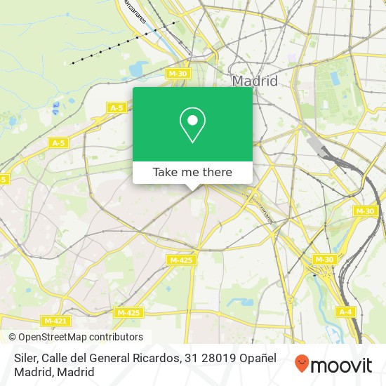 mapa Siler, Calle del General Ricardos, 31 28019 Opañel Madrid