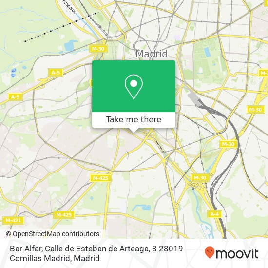 mapa Bar Alfar, Calle de Esteban de Arteaga, 8 28019 Comillas Madrid